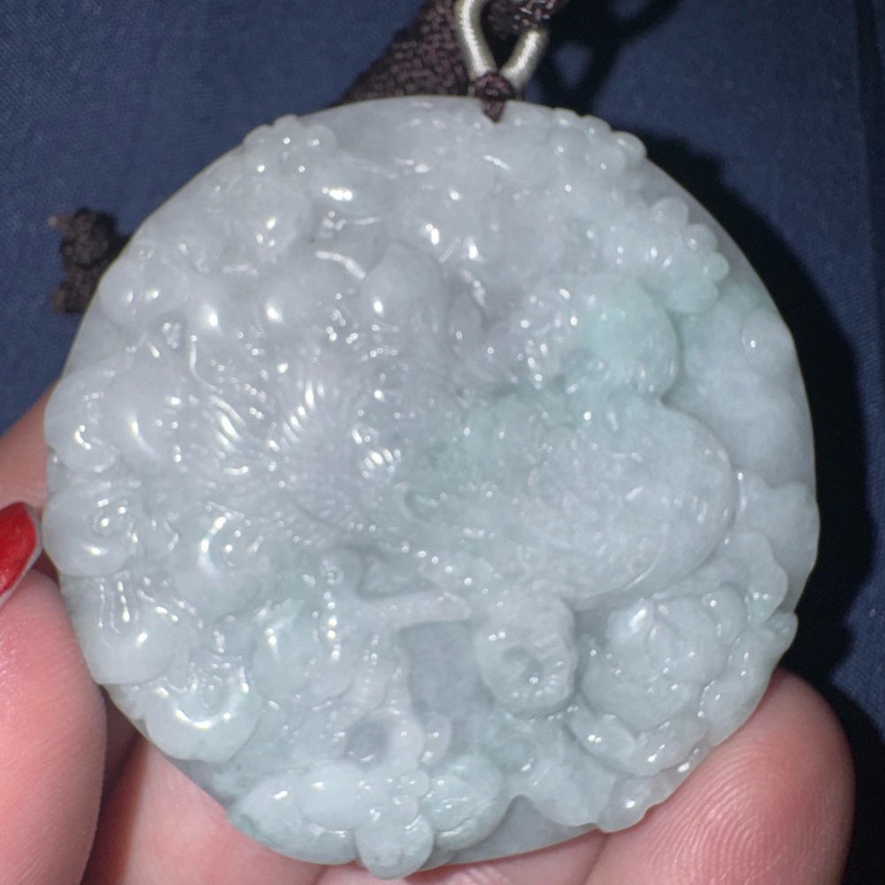 Intricate Jade Pendant Peacock Design